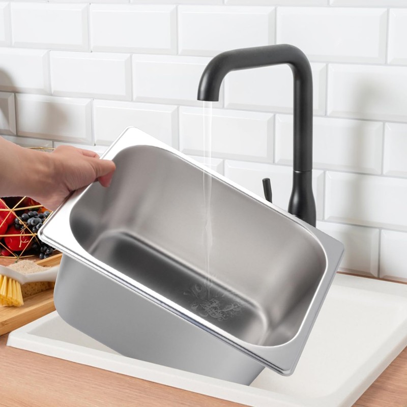 Biugaaufai 5 Pack 1/2 Size Stainless Steel Steam Pan, 6