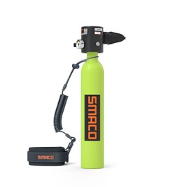 SMACO Mini Scuba Tank 0.5L Portable Diving Tank Support 6 Minutes of Underwater Breath, Small Scuba Tank Pony Bottle for Free Diving Within 33ft or Used as Backup Air Within 100ft, Green