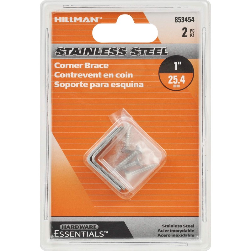 Hardware Essentials 853454 Stainless Steel Corner Brace 1" x 1/2"