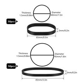 Tactical Rubber Bands Black - 100 Pieces 2 Size Heavy Duty UV Heat Cold Resistant Thick Strong Elastic Wide Bands Outdoor Hiking Backpacking Survival Camping Biking Fixed Item