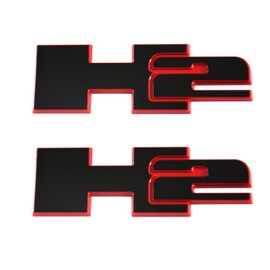 2pcs H2 Rear Liftgate Door Nameplate 3D Badge Emblems Replacement for 2003-2009 Hummer H2 (Redline)