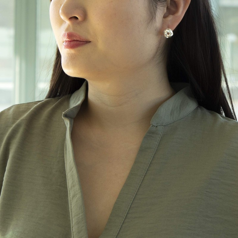 Tuscany Silver Large Polished Knot Stud Earrings