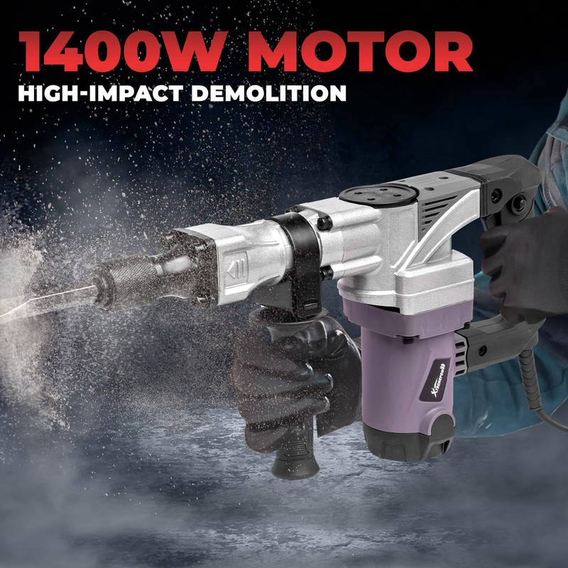XtremepowerUS 1400W Demolition Electric Jack Hammer Point & Flat Chisel
