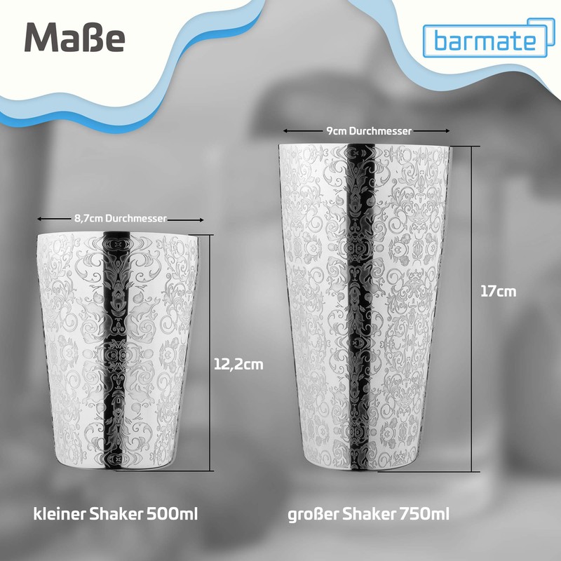 barmate Cocktail Shaker Stainless Steel Professional Boston Shaker, High-Quality Bar