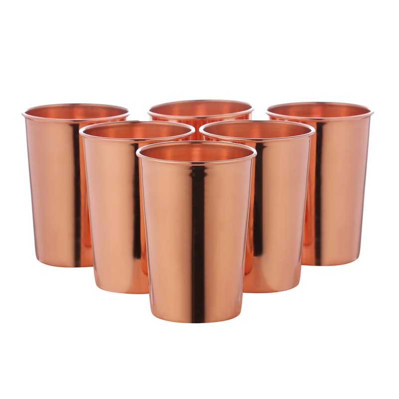 AncientImpex Set of 6 Pure Copper Mugs - 350ml Capacity