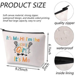 TGBJE Lacrosse Gift Lax Lover Cosmetic Bag It's Me Hi I'm The Lacrosse Player Makeup Pouch Lacrosse Team Mom Gift Travel Bag (Lacrosse Bag)