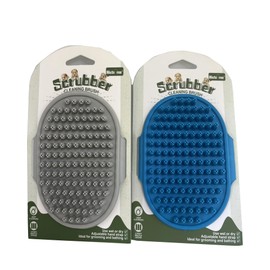 Pet Grooming Brush Set, 2 PCS, Rubber Massage Comb with Adjustable Handle for Dogs and Cats (Blue＆Gray)