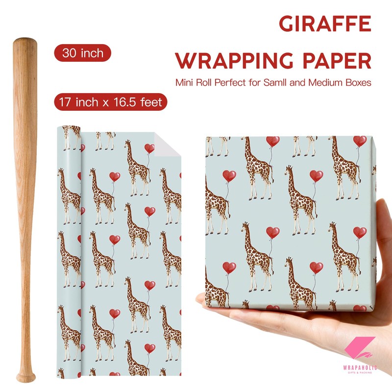 WRAPAHOLIC Giraffe Wrapping Paper Roll - Mini Roll - 17