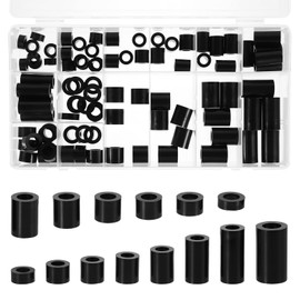 90 Stück Distanzhülsen​​ M6/M8, ​​Nylon​​ Abstandshalter Kunststoff mit Aufbewahrungsbox, Distanzhülsen ​​M6 M8 Schrauben​​, ​​Wiederverwendbar​​ Distanzscheiben Ohne Gewinde (Schwarz）
