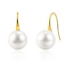 Classic Pearl Drop Earrings, Gold-Plated Hook, White Round Pearls, Lightweight