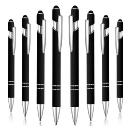 FareCo 2-in-1 Stylus Ballpoint Pens, 8-Pack, Black, Retractable, 1.0mm Black Ink – Works on Touchscreen Devices, iPhones, Tablets, Laptops