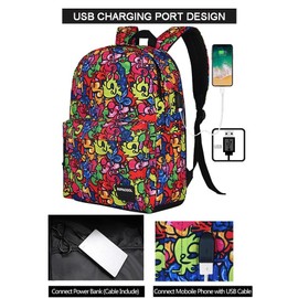 SUPACOOL Kids Backpack for Boys&Girls Bookbags with USB Charging Port, School Bag Elementary Kindergarten, Daily use backpack(Graffiti)