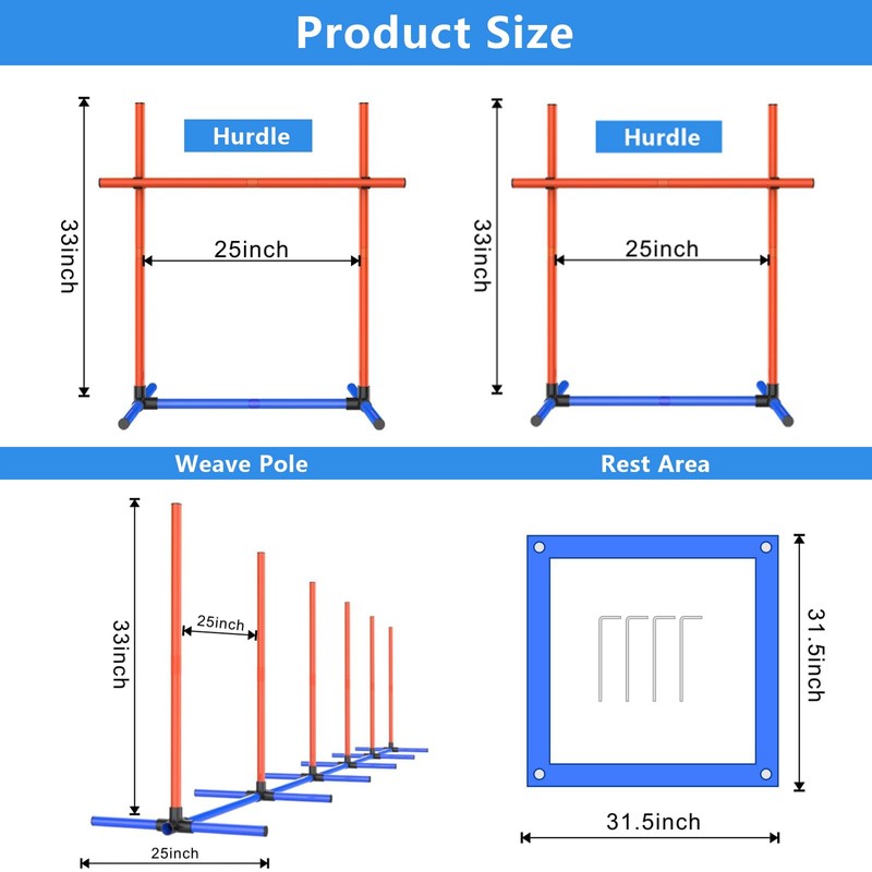 mioule Dog Agility Training Equipment, Backyard Course Set with Adjustable