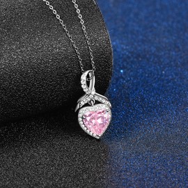praymos Heart Necklace for Women,Sterling Silver October Birthstone Necklace Cubic Zirconia Necklace Mother's Day Gifts …