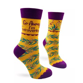 Fabdaz Funny Saying Go Away I'm Introverting Women's Novelty Crew Socks