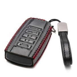 Vitodeco - Funda de piel para llavero Smar compatible con Acura RDX, MDX, ILX 2016 - 2021, Acura TLX 2016 - 2025, Acura Integra 2023 (5 botones, negro/rojo)
