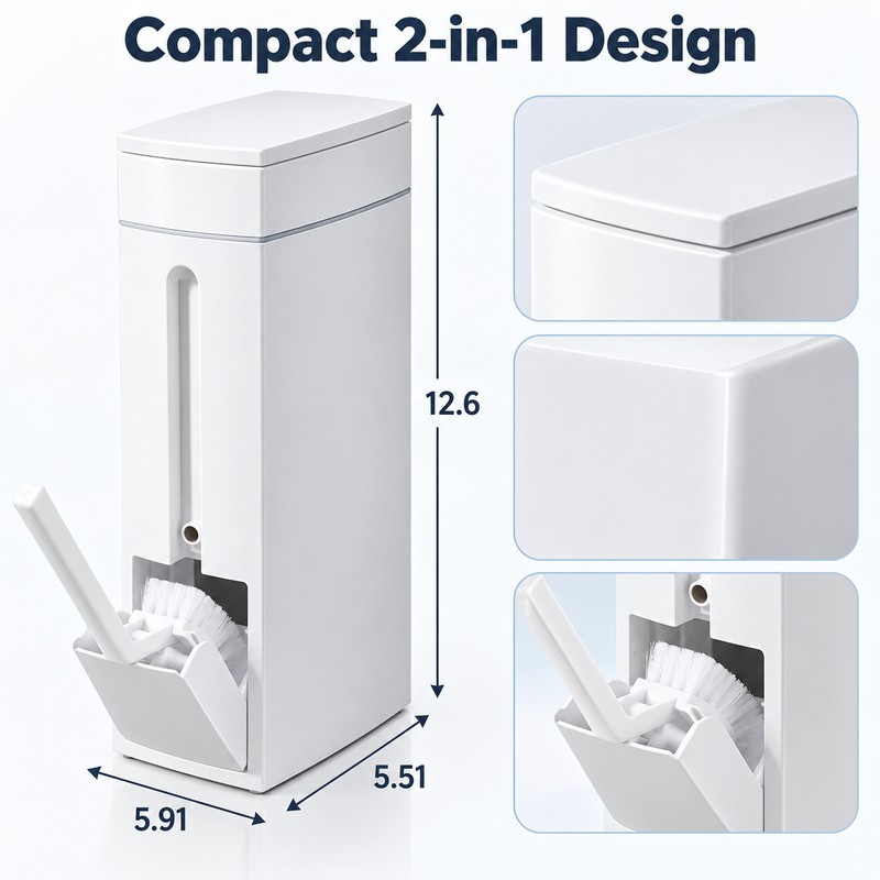 2-in-1 Bathroom Trash Can with Toilet Brush – Slim Narrow