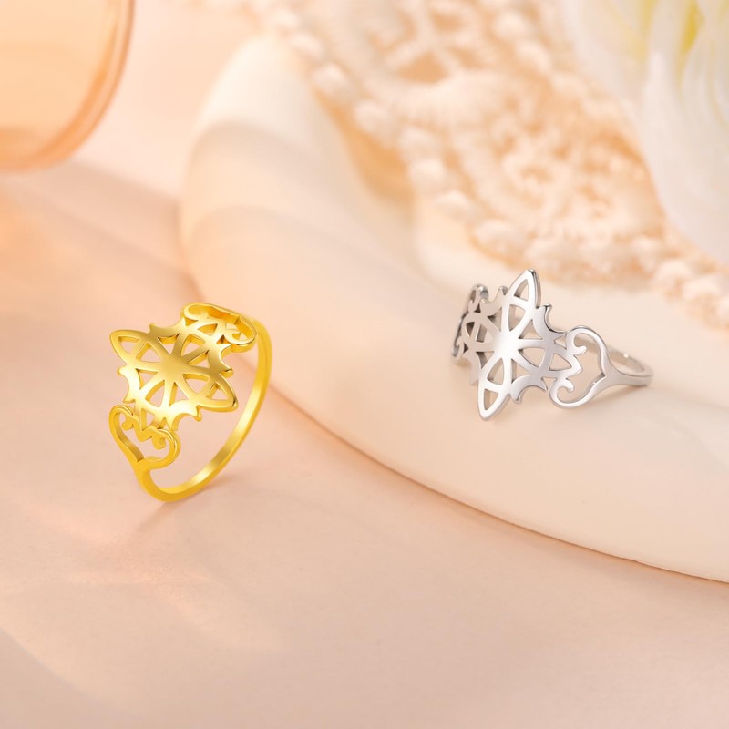 kkjoy Witches Knot Ring Stainless Steel Four Moons Magic Knot