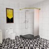 Diamond Shaped Shower Curtain Rod (Both Sides: 17"-25.6",Middle:20"-26) Stretchable True
