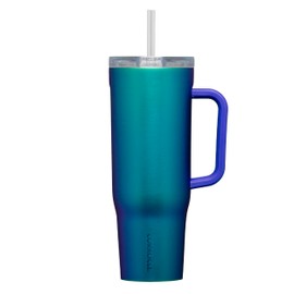Corkcicle Cruiser Insulated Tumbler with Handle and Straw, Dragonfly, 40 oz – Reusable Water Bottle Keeps Beverages Cold for 20 Hours, Hot for 9 Hours