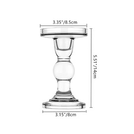 2Pcs Glass Candle Holders,Crystal Glass Candle Holder,Clear Pillar Taper Candlestick for Wedding, Party, Holiday Decoration (Lager)