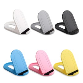 HZZADZXW 6-Color Foldable Phone Stand, Portable Foldable Phone Tablet Stand, Suitable for Mobile Phones and Tablets, Adjustable Universal Multi Angle Stand, Black, White, Pink, Yellow, Blue, Gray