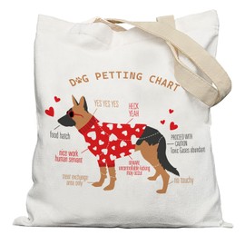 APJYM German Shepherd Gifts for Women, German Shepherd Dog Tote Bag, Black German Shepherd Gifts, Funny Dog Petting Chart Canvas Tote Bag for Women, Reusable Grocery Bags Shopping Bags