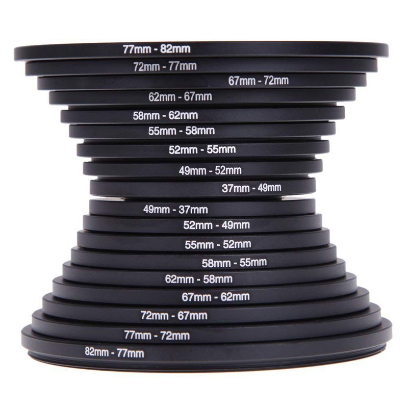 Step Up/Down Lens Filter Ring Adapter Set 37-82 mm for
