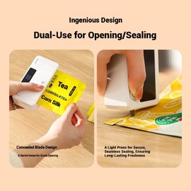 Mini Bag Sealer Heat Seal Machine – 5 Adjustable Modes, 3000mAh USB Rechargeable Battery, Magnetic Attachment, Compact 2-in-1 Sealer and Cutter for Kids’ Snacks, Travel & Kitchen Food Storage (White)