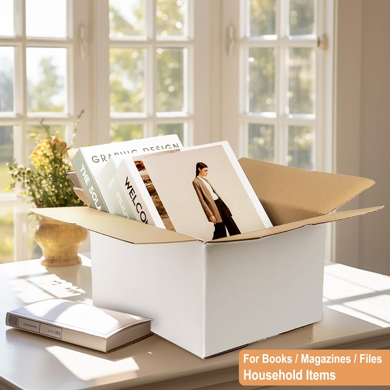 30 Pack 7x5x4'' White Cardboard Shipping Boxes, Medium Mailing Boxes