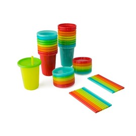The First Years Take & Toss - Copas de paja para niños pequeños, a prueba de derrames con tapas y pajitas a presión, suministros de alimentación para 