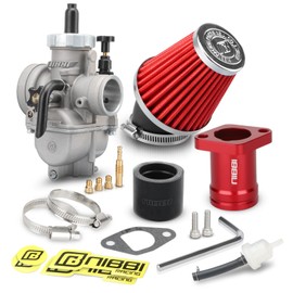 NIBBI PE24 Carburetor Kit 24mm for Predator 212cc 196cc 224cc Engine Performance Parts with Red Intake Manifold