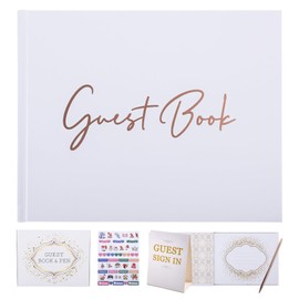 Yogayet Guest Book, 7" x 9" Wedding Guest Book Reception with Pen and Sign, Graduation, Baby Shower, Bridal Shower, Brithday Guest Book - 50 Sheets Thick Paper with Gilded Edges