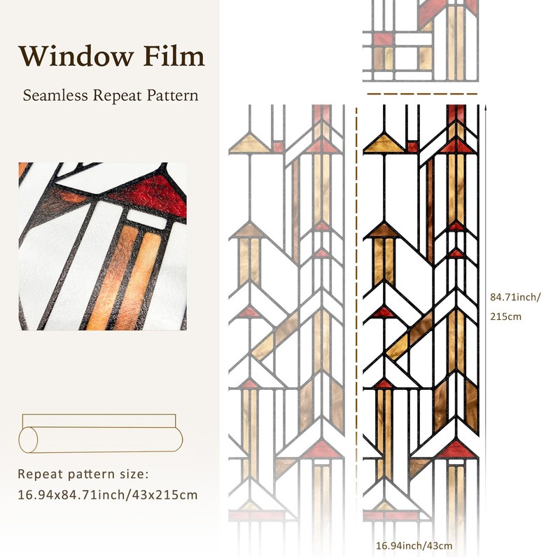 Flortlias Faux Stained Glass Effect Window Privacy Film, Original Hand
