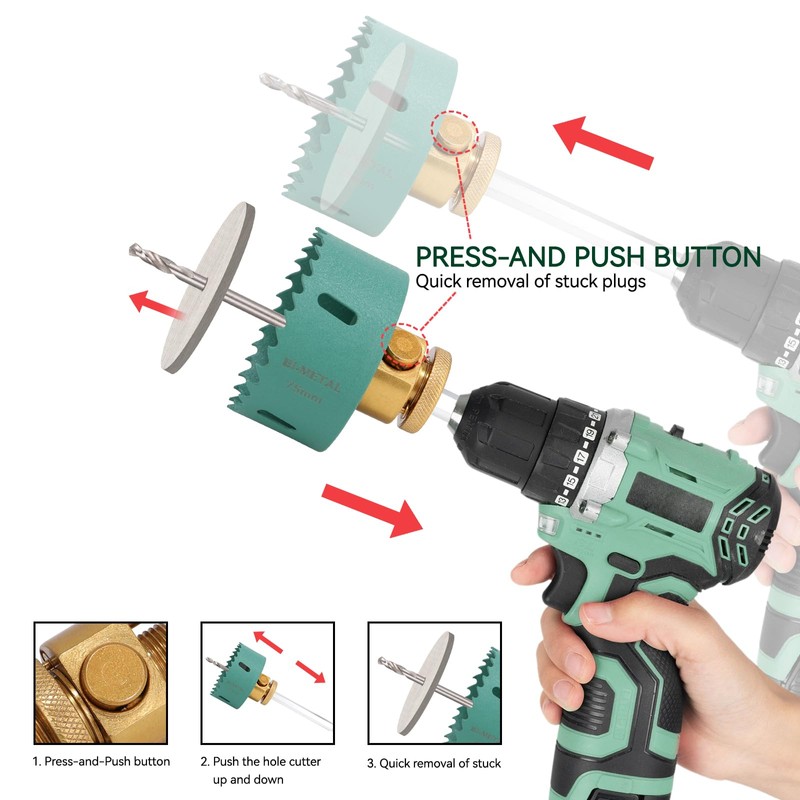 Quick Release Hole Saw Arbor with 3/8" Shank, Includes 2