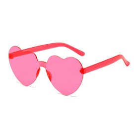 qinqilanqi-S Retro Rimless Heart Glasses Heart Shaped Party Glasses Wedding Party Heart Glasses (Rose Red)
