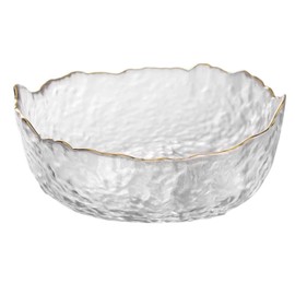 SYXLTSH Salad bowl (Crystal Clear with Gold Rim, Large)