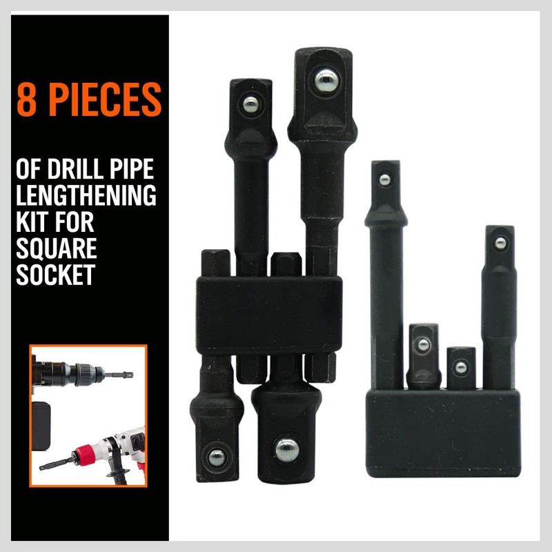 HORUSDY 8-Piece Impact Sockets Adapter Sets, Hex Shank 1/4" 3/8"