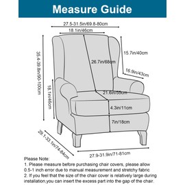 CRFATOP Waterproof Wing Chair Slipcovers 2 Piece Stretch Wingback Chair Cover Spandex Fabric Wingback Armchair Covers with Elastic Bottom for Living Room Bedroom Wingback Chair,A19