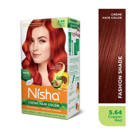 Nisha Creme Hair Color Permanent Hair Dye Color Kit With Improved Creme Formula for 100% Gray Coverage Ammonia Free Hair Color Dye for Rich Bright Long lasting Hair Color (Copper Red, Pack of 3)