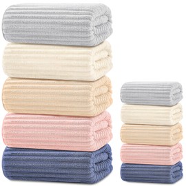 Tewloss Extra Large Bath Towel Set 10 Piece, XL Bath Towels 35"x67" Oversized Bath Sheets, 280 GSM Microfiber Quick Dry Absorbent Towels, 5 Bath Sheets & 5 Hand Towels (Light Color)