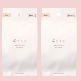 APIEU Water Lock Cushion Refill 15g, 21N, 2 pcs. / 어퓨 워터락 쿠션 리필 15g, 21N, 2개