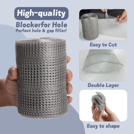 16" X 50 ft 304 Stainless Steel Mesh, Wire Mesh for Plants, Hole Fill Fabric Gap Blocker, Double Layer Metal Mesh Roll, Flexible Stretchy for Garden House and DIY (G-16" X 50 ft)