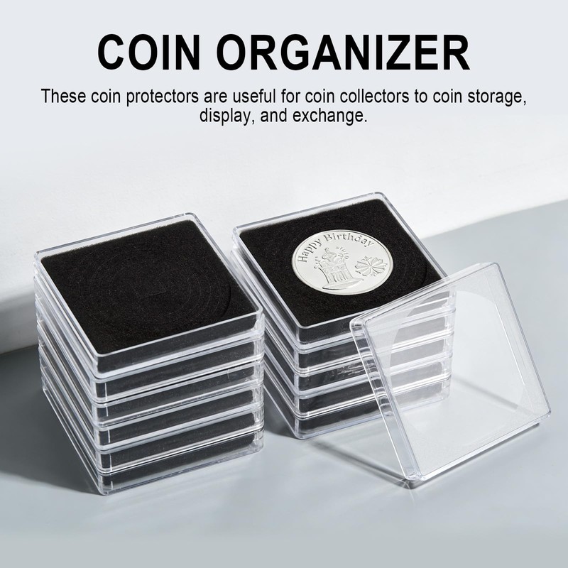 50Pcs Silver Dollar Coin Holders with 5 Sizes Adjustable Gaskets