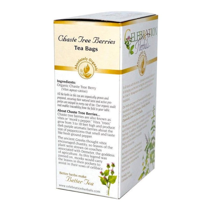 Celebration Herbals Organic Chaste Tree Berries Tea, 24 Bags