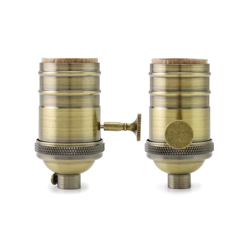 QWORK E26/E27 Lamp Socket, On/Off Vintage Rotary Turn Knob Lamp
