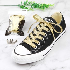 5Chaos Glitter Metallic Sparkle Shoelaces, Sparkly Shiny Shoe Laces for Women Kids Girls Men, Fun Funky Shoestring with Aglets 1Pair (39" (100CM), Metallic Gold)