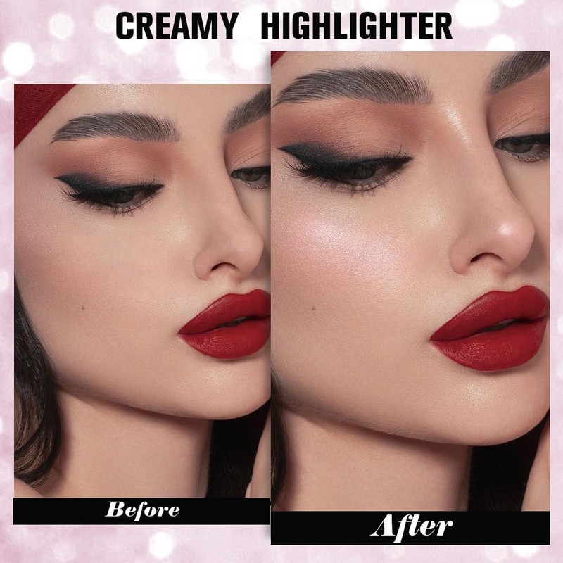 Champagne Glow Shimmer Face Highlighter Makeup, Soft Pink Contour Powder