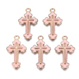 KitBeads 100pcs Random Enamel Cross Charms Alloy Christian Jesus Charms Mixed Color Crucifix Charms for Jewellery Making Bracelets Necklace