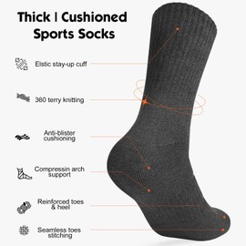 GOGOGOAL Thick Thermal Crew Socks Men Women Cold Weather Boot Socks Warm Outdoor Sports Sock Hiking Skiing Work 9-12 Grey 4P L